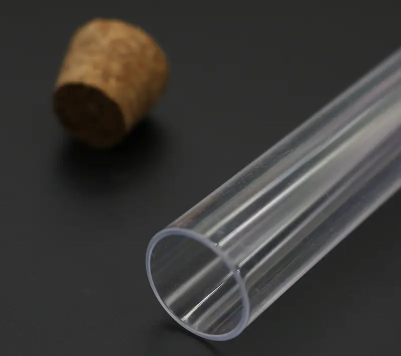 Pack of 10pcs 15*150mm Transparent Laboratory Transparent Plastic Test Tube Vial Cork Stopper School Laboratory Supplies.