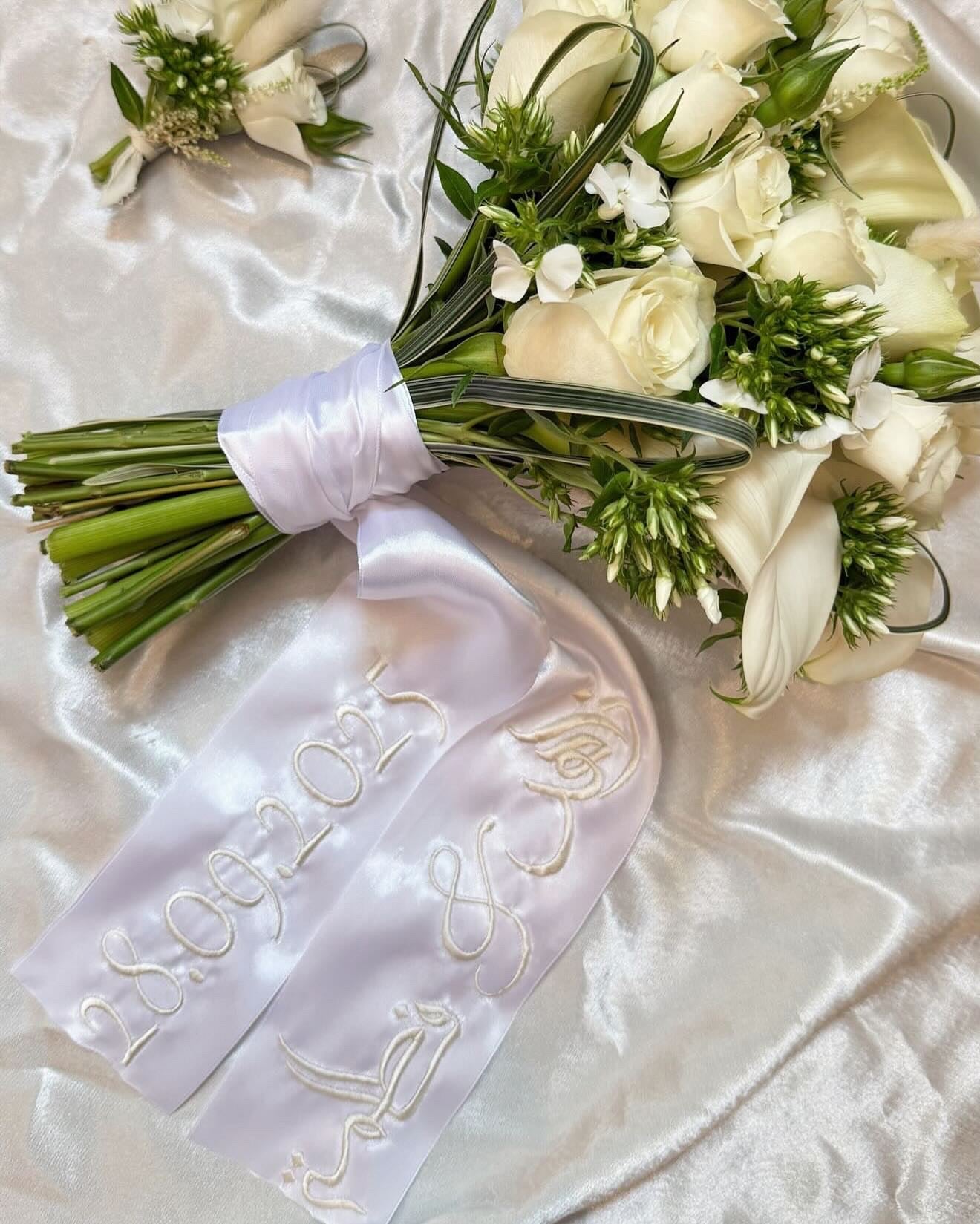 Embroidered Satin Bridal Bouquet Ribbon