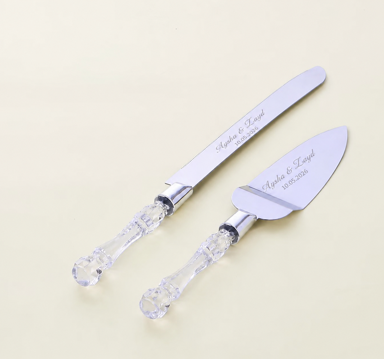 Engraved Wedding Cake Knife & Server