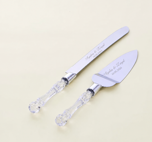 Engraved Wedding Cake Knife & Server