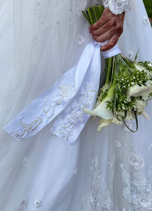 Embroidered Satin Bridal Bouquet Ribbon