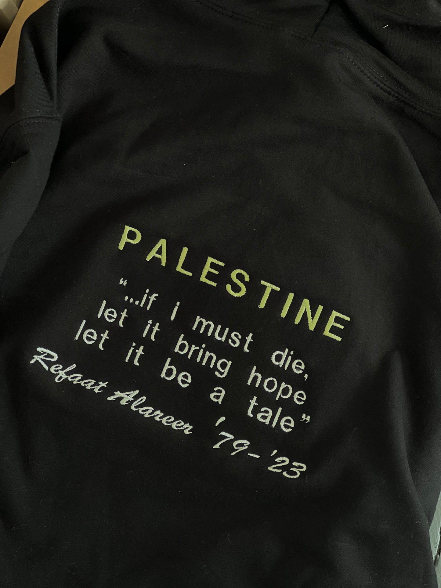 Embroidered Refaat Alareer Palestine Hoodie