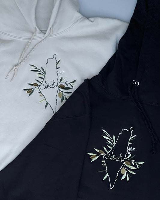 Embroidered Olive Palestine Hoodie